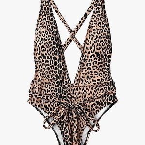 Cheetah print one-piece swimsuit